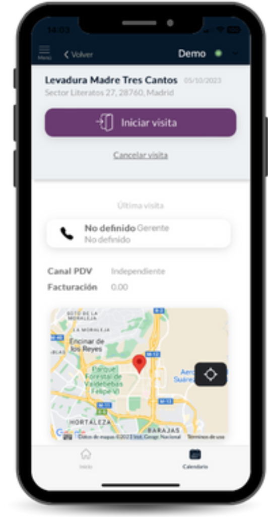 Paso 2: Detalle del PDV e inicio de visita