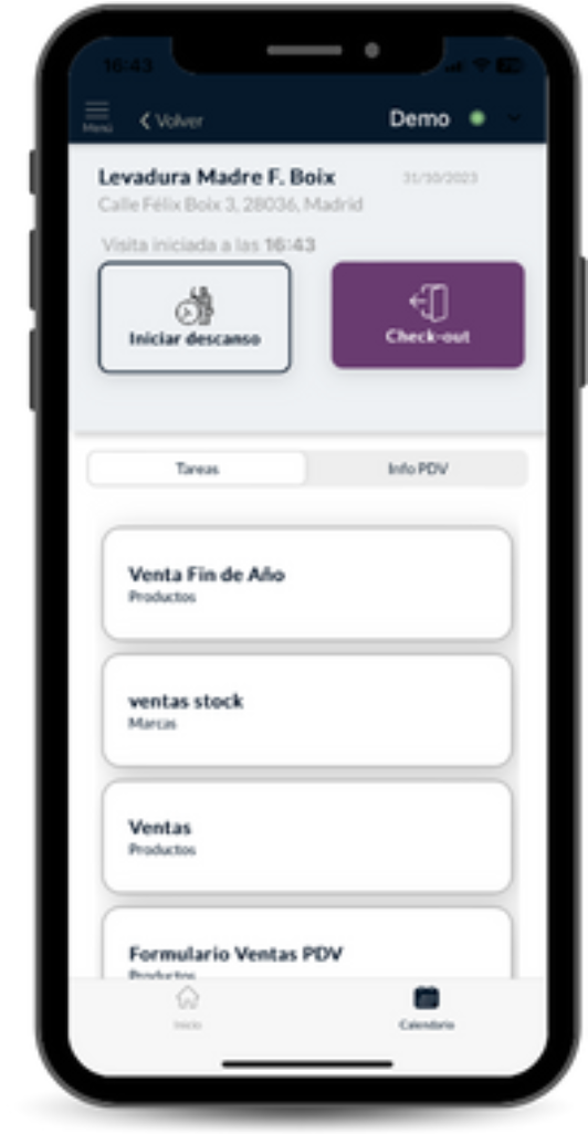 Paso 3: Opciones disponibles después del check-in