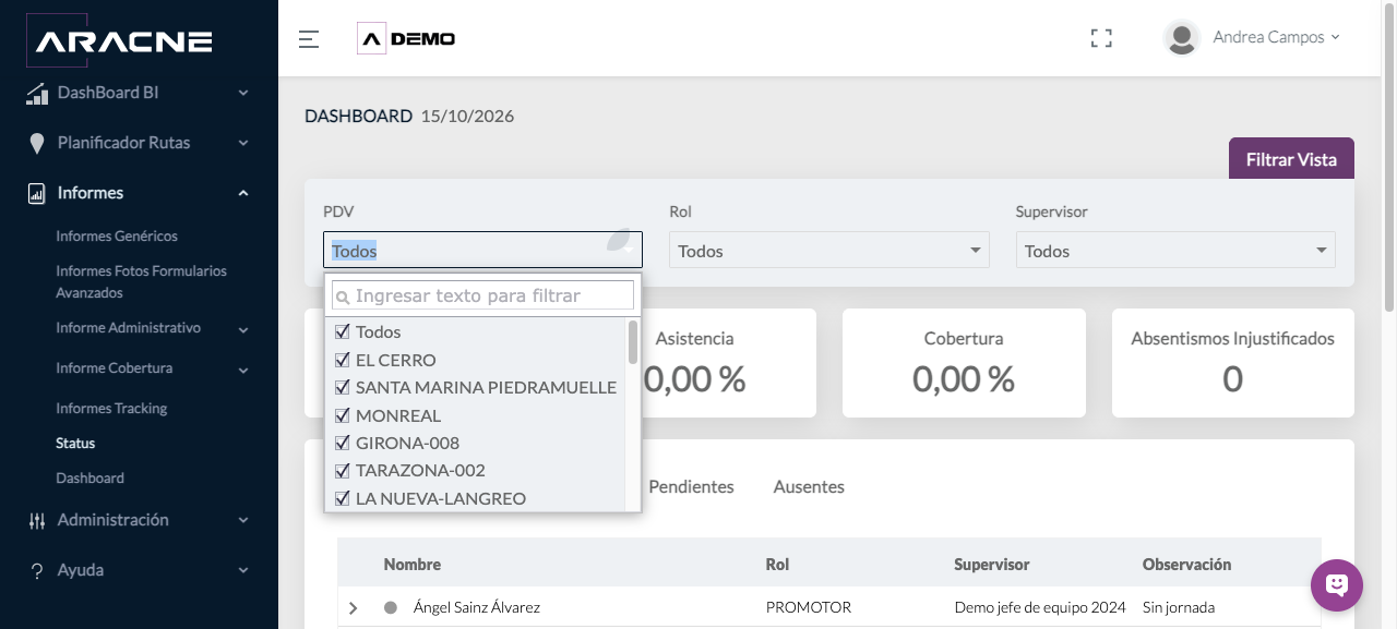 Filtro PDV de Status