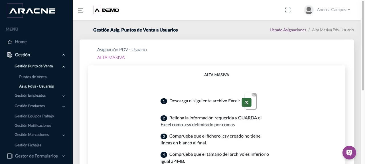 Descarga de plantilla de asignaciones