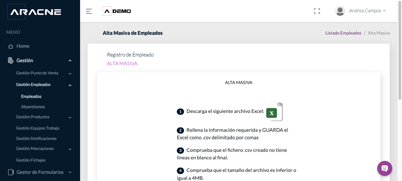 Carga masiva de empleados
