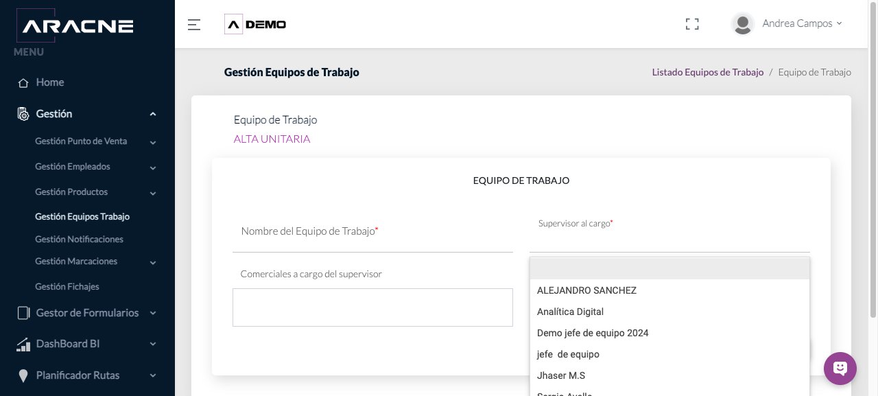 Selector de supervisor