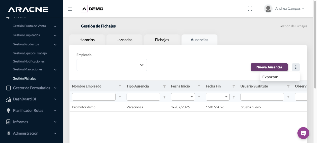 Exportar Ausencias