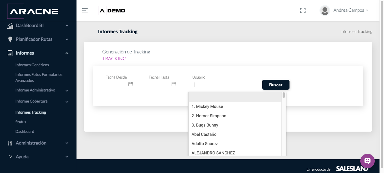 Usuarios de Tracking