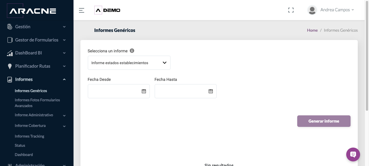Informe estados establecimientos