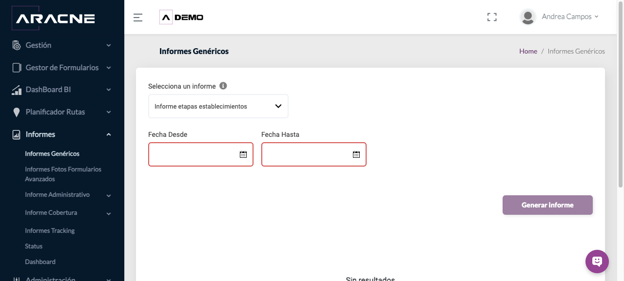 Informe etapas establecimientos