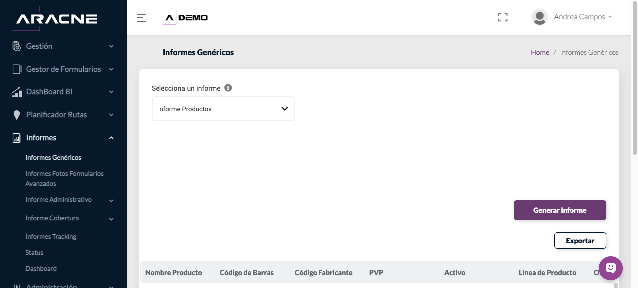 Resultado de Informe Productos