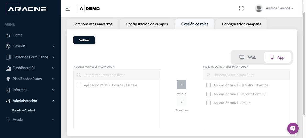 Permisos App de un cargo