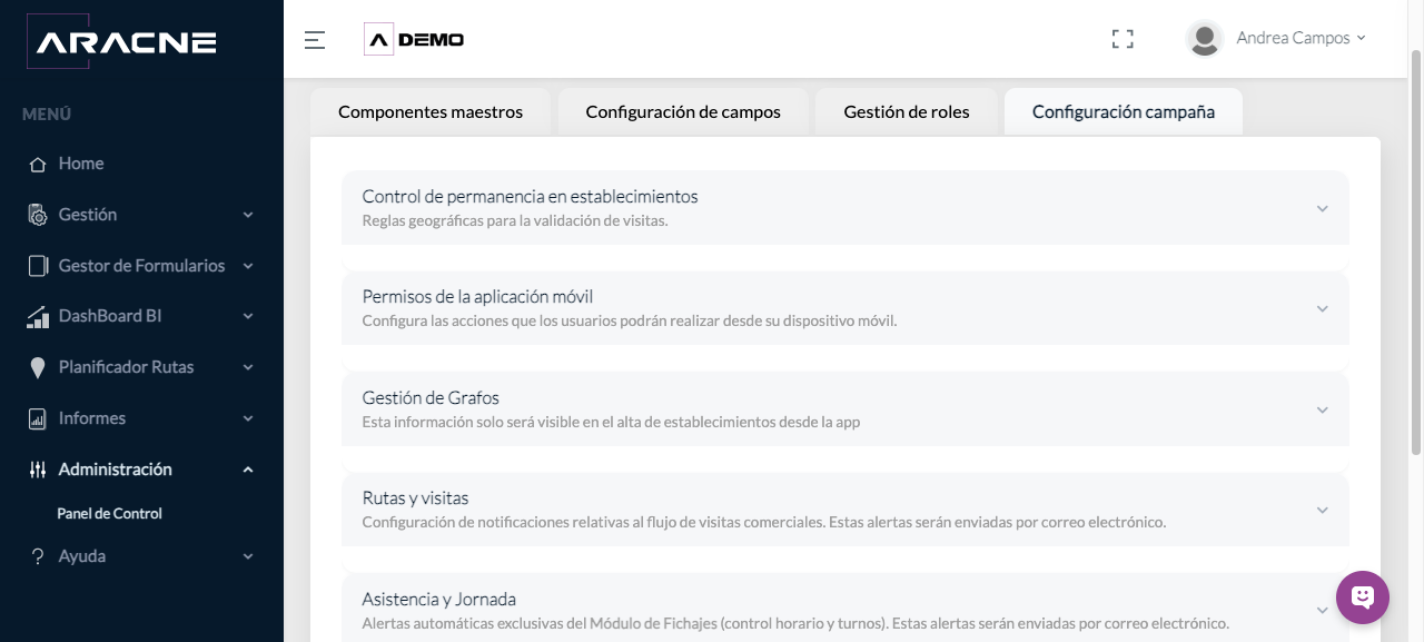 Configuración de campaña