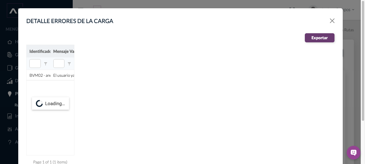 Detalle de error de rutas